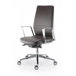 Fauteuil Cuir haut dossier-Base Alu  EDEN 02 SOKOA