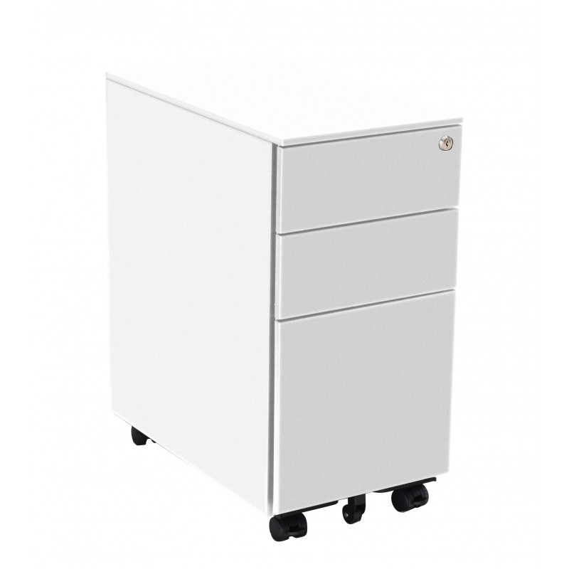 Caisson de Rangement Mobile LISY, 3 Tiroirs et 4 Casiers, 40x30x83 cm,  Blanc 