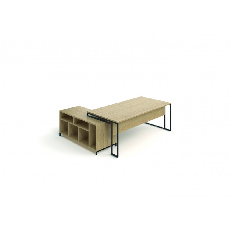 Bureau direction Straton+ L. 200 cm avec meuble service et bloc de  rangement | Burofactory