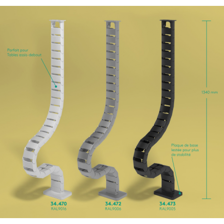 Guide-câbles assis debout 130 cm poste réglable ADDIT DATAFLEX