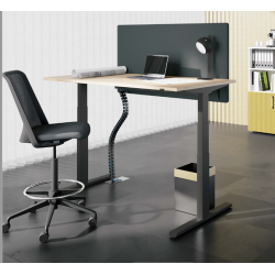 Bureau LEVEL réglable en hauteur par boitier de contrôle - 140 x 80 cm -  Imitation Hêtre