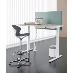 Bureau LEVEL réglable en hauteur par boitier de contrôle - 140 x 80 cm -  Imitation Hêtre