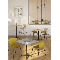 Table Carrée 80 cm 2 Modèles: Haut 73.5 / Haut 104.5 cm Pied Croix COLUMBIA