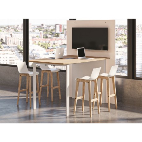 Table Multimédia Elliptique haut 104 x long 140 cm+ Mur Technique- VISIO HUB