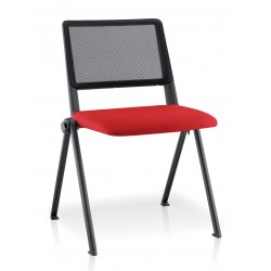 Chaise empilable dos résille noire & assise tissu SMASH SOKOA